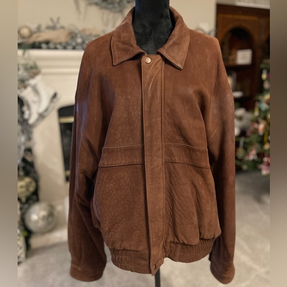Roundtree &Yorke Lambskin Leather Bomber Jacket